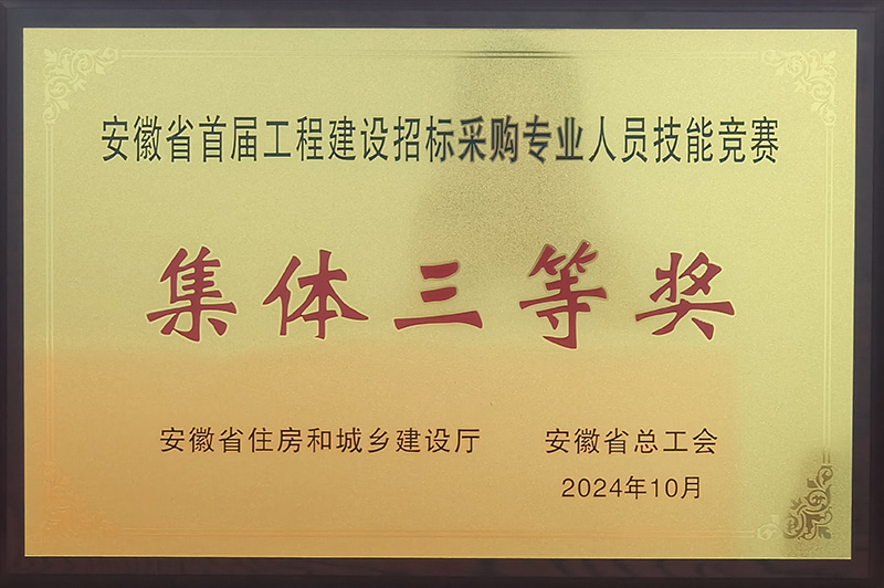 安徽省首屆工程建設(shè)招標(biāo)采購專業(yè)人員技能競(jìng)賽集體三等獎(jiǎng).jpg